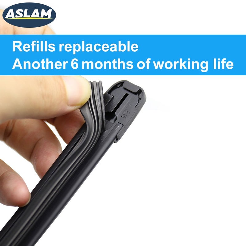 ASLAM Windshield Wipers for Cadillac CTS/Mercedes-Benz GLK-class All-Season Blade Type-M 22"+19",Multifunctional Adapters and Refills Replaceable,Double Service Life(set of 2) - Image 2